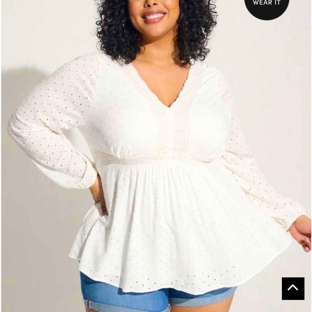 White Torrid Babydoll Blouse